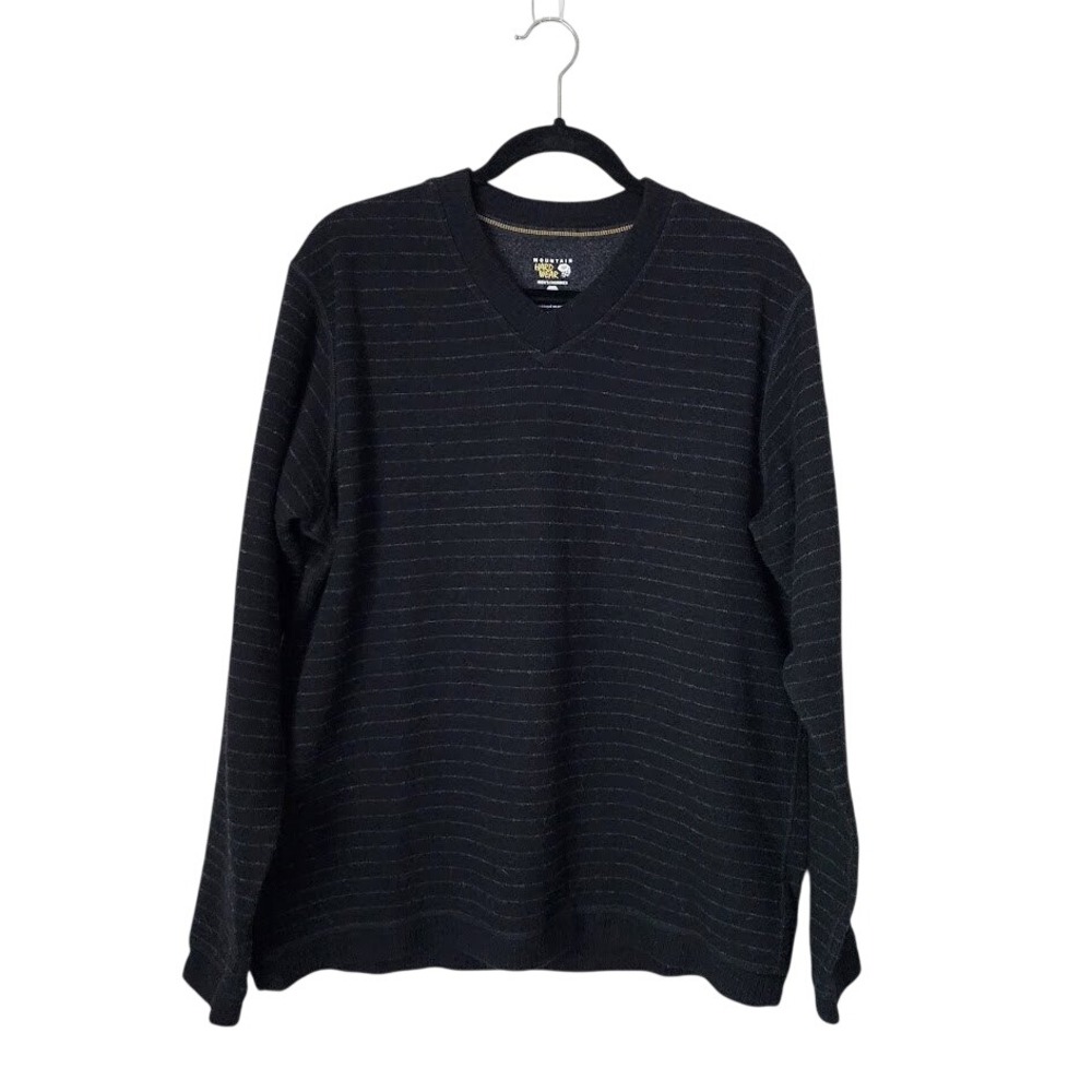 MOUNTAIN HARDWEAR Recycled Wool Blend Sweater Micro Stripe Black L Gorpcore